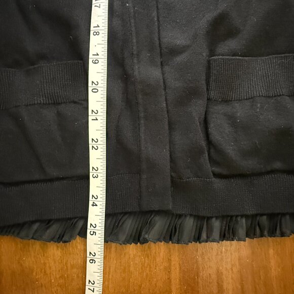 Leo & Ugo Black Back Ruffle Detail Button/Snap Front Cardigan Front Pockets Sz 4 - Picture 12 of 13